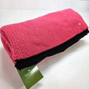 NEU Kate Spade feine Stärke Jersey Strick Schalldämpfer Schal rosa Wirbel/schwarz Wollmischung - Bild 1 von 6