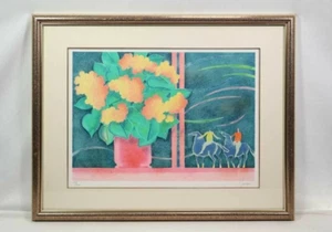 Albert ZAVARO Original Lithograph Signed - Still Life Flowers Horse - Picture 1 of 9