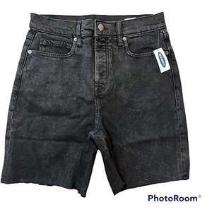 Old Navy Black Denim Sky-Hi Short, Raw Hem, NWT Woman Size 6 1c - Picture 1 of 8