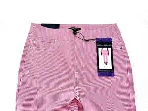 Women's Mario Serrani Italy Pull On Comfort Stretch Cuff Capri Pink Striped XS - Picture 1 of 9