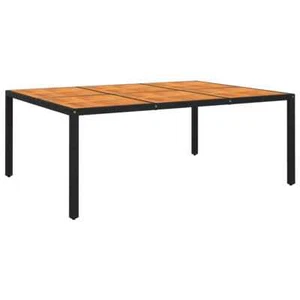 vidaXL Garden Table 200x150x75 cm Acacia Wood and Poly Rattan Black - Picture 1 of 5