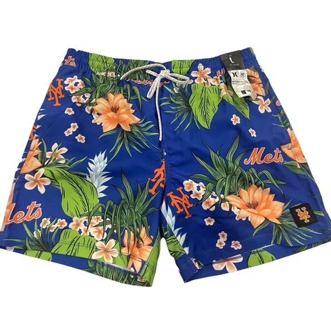New York Mets Hurley ‘47 Cannonball Paradise Volley Beach Shorts 17” Size Large Cover
