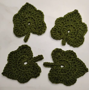 CROCHETED COASTER SET - PUMPKIN LEAF - SET OF 4 - HANDMADE - NEW! - Picture 1 of 3