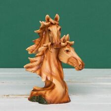 Widdop Bingham Wood Effect Resin Two Horse Heads Figurine NC1086