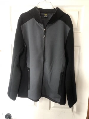 Men's Athletic Works Fusion Knit Hooded Jacket Lightweight Black/Gray Size L - Image 1 of 4