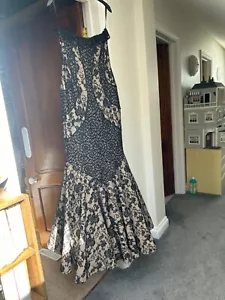 Stunning black evening gown. Unique design. Worn once. Black lace over,at - Picture 1 of 8