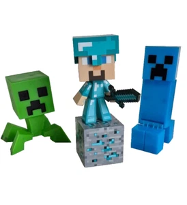 Minecraft Large Figures Set Bundle Diamond Steve Charged Creeper Ore Cube - Picture 1 of 3