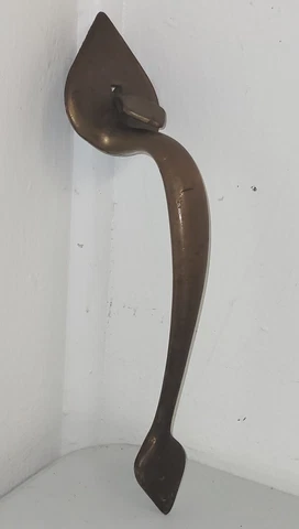 Antique Heavy Heart Brass Exterior Front Door Handle Pull With Thumb Lever 11" Cover