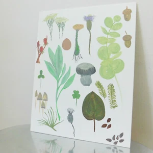 Flowers & Foliage Acrylic Plant Painting on Canvas by Original Artist 14" x 11" - Picture 1 of 6