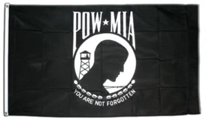 Fahne USA Pow Mia / schwarz, weiß Flagge amerikanische Hissflagge 90x150cm - Bild 1 von 1