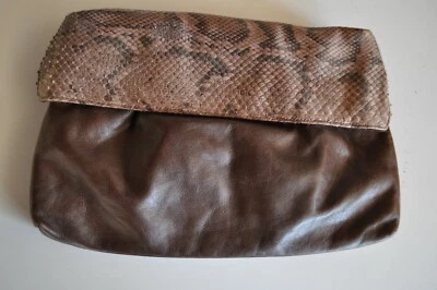 Vintage Margolin Purse Leather with Snake Skin Trim Clutch for Fall  - Image 1 of 4
