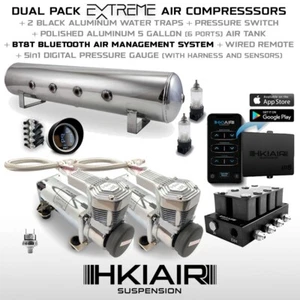 Kit - 2X EXT Air Compressors + 2 Filters + Bluetooth + Aluminum Air Tank + Gauge - Picture 1 of 5