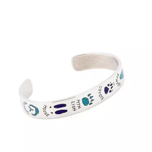 Indianerschmuck Armreif Tierspuren Wildlife Türkis Lapis Chip Inlay Western - Bild 1 von 3