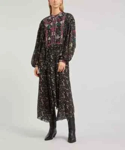 Etoile Isabel Marant Inesia Floral Dress L 42 Women Casual Long Sleeve NEW 35692 - Picture 1 of 7