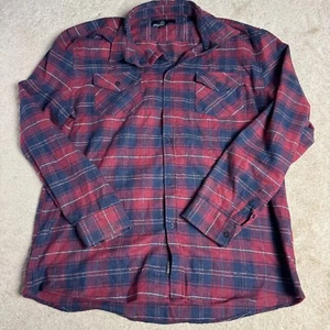 Molokai Surf Co Mens Button Up Flannel Shirt Red Blue Plaid XL Long Sleeve - Picture 1 of 6