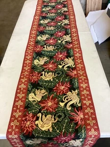 Arazzo Arazzo NY Natale Tessuto Arte 92” x 18” Bellissimo - Foto 1 di 8