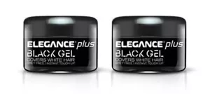 (2X) ELEGANCE GEL PLUS Black Hair Gel Cover White Hair Strong Hold - 100ml - Picture 1 of 1