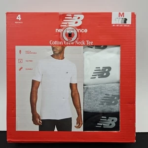 New Balance Men's Sz Med 4 Pack Crew Neck Performance Cotton Crew Neck Tee - Picture 1 of 3