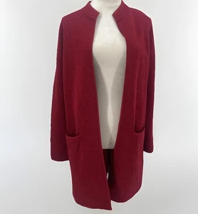 Eileen Fisher Strickjacke vorne offen Jacke Stehkragen lang italienische Wolle Medium - Bild 1 von 13