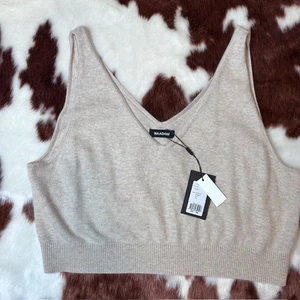 NAADAM Damen Kaschmir Cropped Tank Top 2X V-Ausschnitt Ärmellos Neutral Strick Neu - Bild 1 von 11