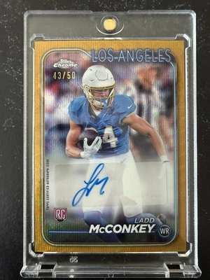 2024 Topps cromo LADD MCCONKEY RC AUTO #RA-LM REFRACTOR ONDA DORADA/50 Foto 1 de 2