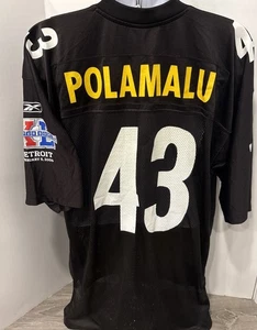 Pittsburgh Steelers Jersey Troy Polamalu Super Bowl XL Black Reebok Mens XL - Picture 1 of 9