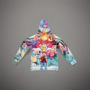 Pikachu 25th Anniversary Anime Hoodie All Over Print Nylon Kids Large FREESHIP - Picture 1 of 17
