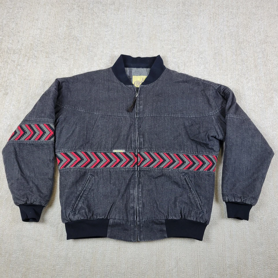 Chaqueta de bombardero vaquera vintage Rode Walker para hombre L negra suroeste cremallera completa EE. UU. Foto 1 de 4