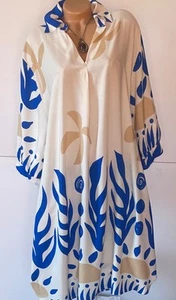 ITALY große Gr.48,50,52, Kleid,Tunika,moderne Muster, Viskose,Oversize,Neu - Bild 1 von 2