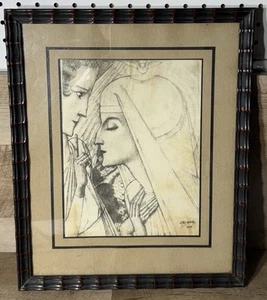 Jan Toorop Annunciatie Signed LithoDrawing Art Nouveau Framed 13” X 15 3/4” 1924 - Picture 1 of 13