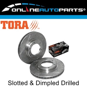 Drilled Slotted Front Disc Rotors + Brake Pads for L/Cruiser 9/92-98 80 Series - Picture 1 of 3