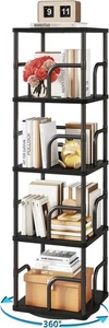 IBUYEK 5-stufiges quadratisches 360 Grad drehbares Bücherregal, schwarz - Bild 1 von 9