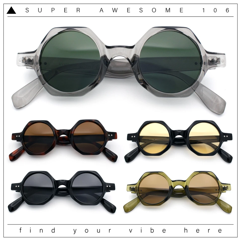 Gafas de sol Hipster de plástico octágono con lente circular redonda Foto 1 de 1