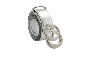 Gucci Gürtel Silber 100 % Leder Doppel G Schnalle Verziert US 32 IT 80 - Bild 1 von 4