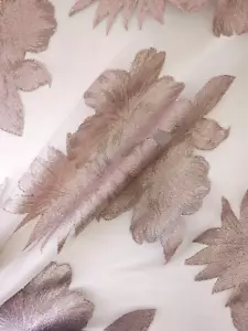 Dusky Pink Floral Metallic Organza Fabric 60" p/mtr Bridal Costume Party Wedding - Picture 1 of 4