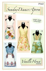 SONNTAG ABENDESSEN SCHÜRZE Muster ~ Vanille House Designs P142 passt Größen 4 bis 14 - Bild 1 von 2