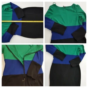 ADRIANNA PAPELL Girls Women Full dress Size 10 Lined Long Sleeve Tri Color NWOT - Picture 1 of 12