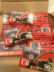 NINE (9) Maxell UR 90 min Blank Audio Cassette Tapes Normal Bias New Sealed - Picture 1 of 3