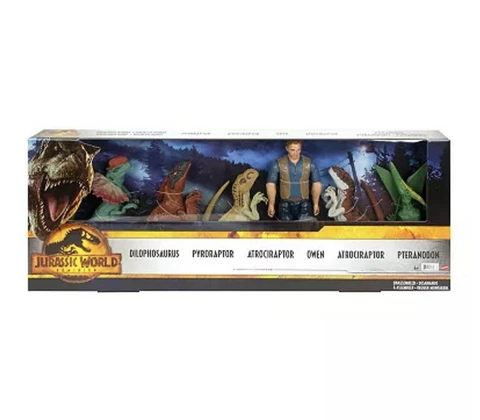 Jurassic World Dominion 6-Pack Basic 12" Owen Figure & Dinosaurs Mattel✅NEW✅CIB Cover