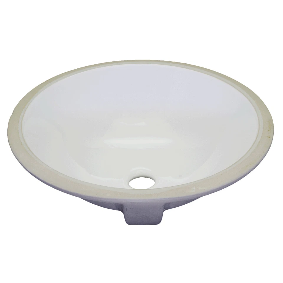 Fregadero tocador de baño ovalado de 15-1/4" x 13-1/2" x 8" de porcelana blanca Foto 1 de 1