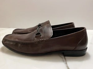 Mocassini verde cenere taglia 12 in pelle marrone con fibbia slip on  - Foto 1 di 10