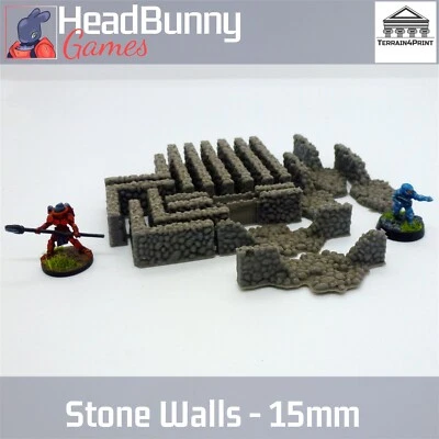 15mm Scale Stone Walls Set Wargames Scatter Terrain UNPAINTED