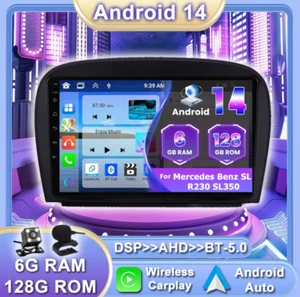 Radio estéreo para automóvil CarPlay Android 14 automático GPS AUX para Mercedes Benz SL R230 SL350 - Imagen 1 de 18