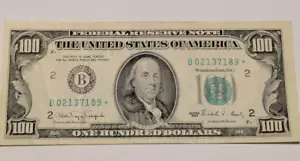 $100 Star note Dollar Bill Series 1990 Boston B 02137189 - Picture 1 of 6