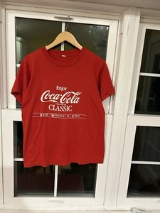 T-shirt vintage Enjoy Coca Cola classica punto singolo rossa bianca e tu piccola - Foto 1 di 3