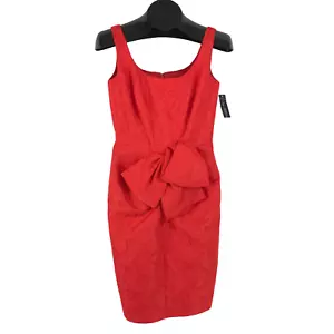 NEW Carmen Marc Valvo Jacquard Sheath Dress Women's Size 4 Orange Sleeveless - Picture 1 of 20