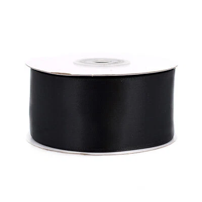 Doppelseitiges Satinband 38mm x 20m Schleifenband Geschenkband Stoffband Schwarz - Bild 1 von 4