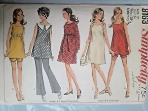 Maternity Dress Tunic Shorts Bellbottom Pants 12 Simplicity 8163 Sewing Pattern - Picture 1 of 6