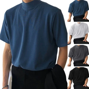 Mens Short Sleeve Basic T Shirt O-Neck Solid Blouse Formal Casual Tee Top Blouse - Picture 1 of 15