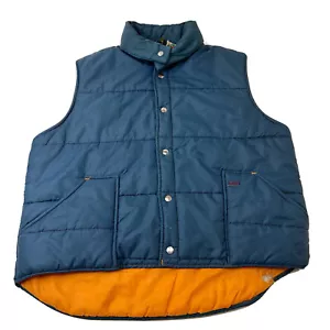 Vintage 70er Jahre Wrangler Oberbekleidung Herren XL blau orange Puffer Knopf Campingweste - Bild 1 von 7